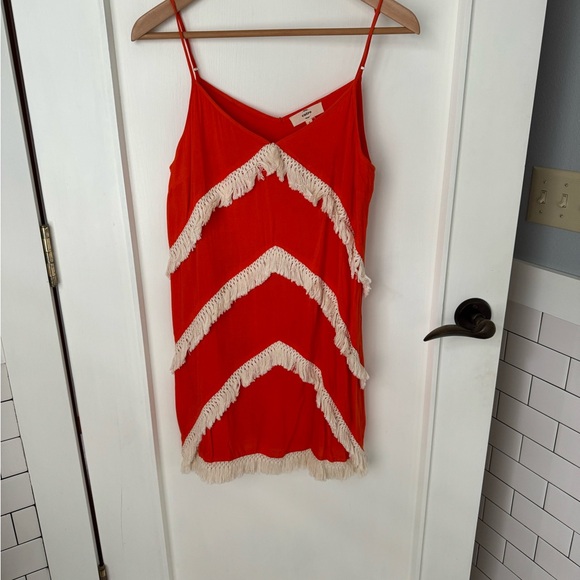 anthropologie orange fringe dress Anthropologie Fringed Mini Dress M (8-10) New